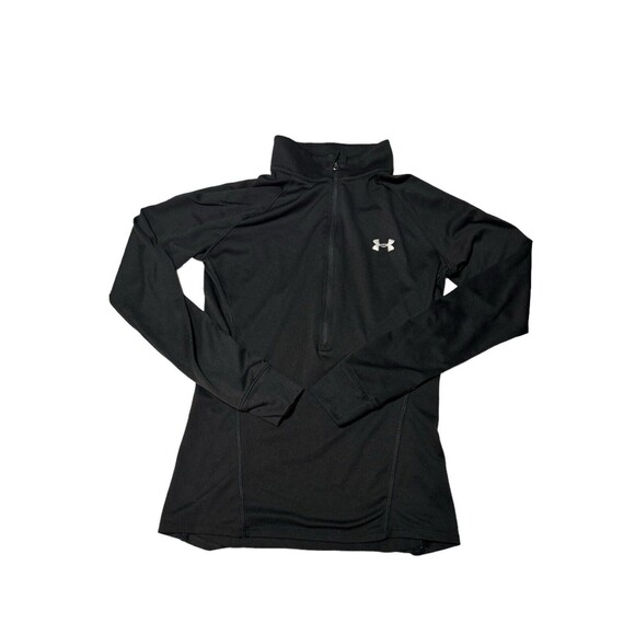 Under Armour Top‎ Womens Black Fitted Heatgear Loose Breathable Stretch 1/2 Zip - Picture 1 of 6